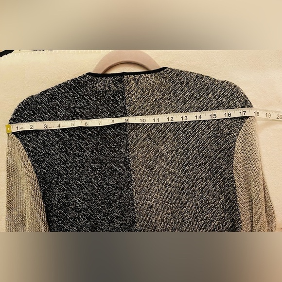 NWOT Eileen Fisher Wool Organic Linen Open Cardigan Sweater Colorblock Gray - Picture 16 of 16